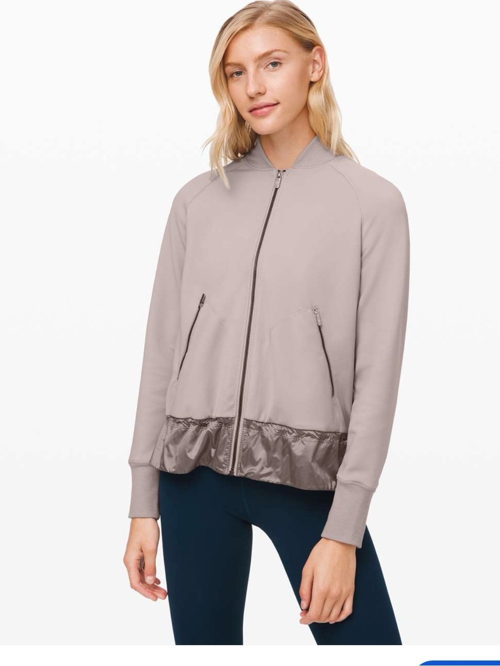 lululemon athletica Swept-Along XL Bomber Jacket in Dark Chrome with Shiny Hem